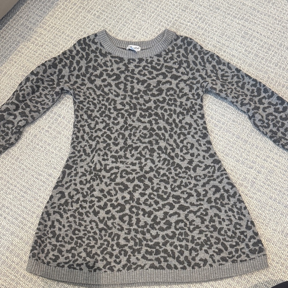 Splendid Leopard Print Kids Sweater Dress